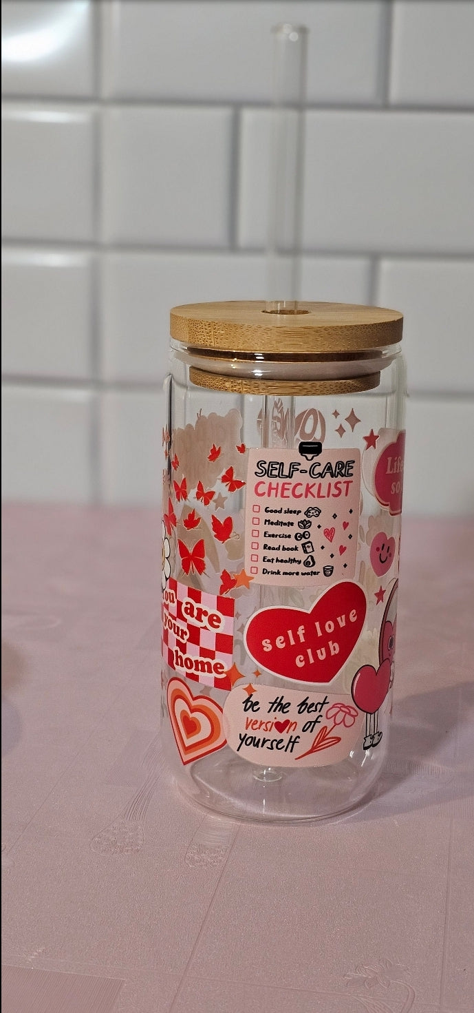 Self love iced coffee cup