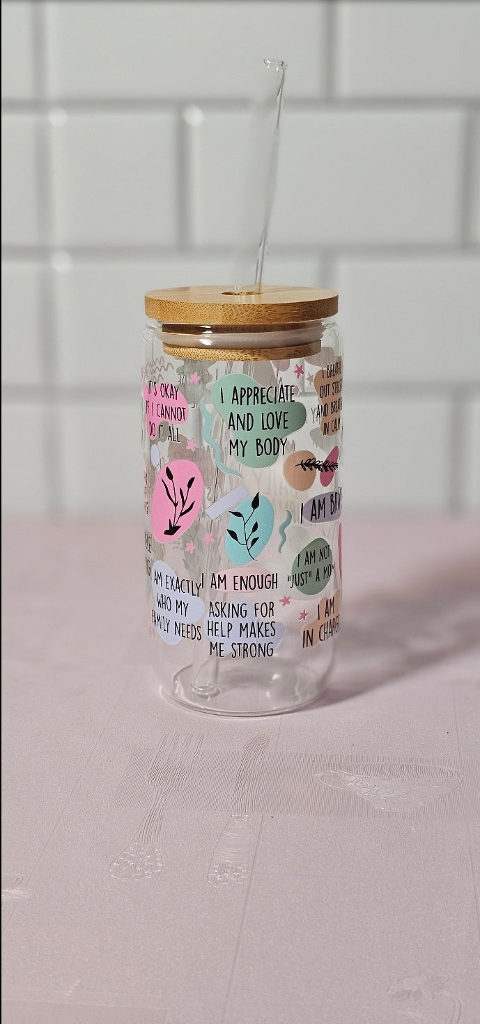Mom affirmation libby glass can cup