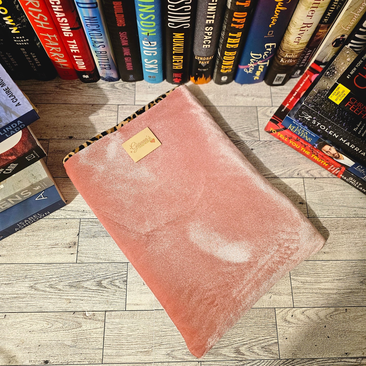 Baby pink sued book sleeve