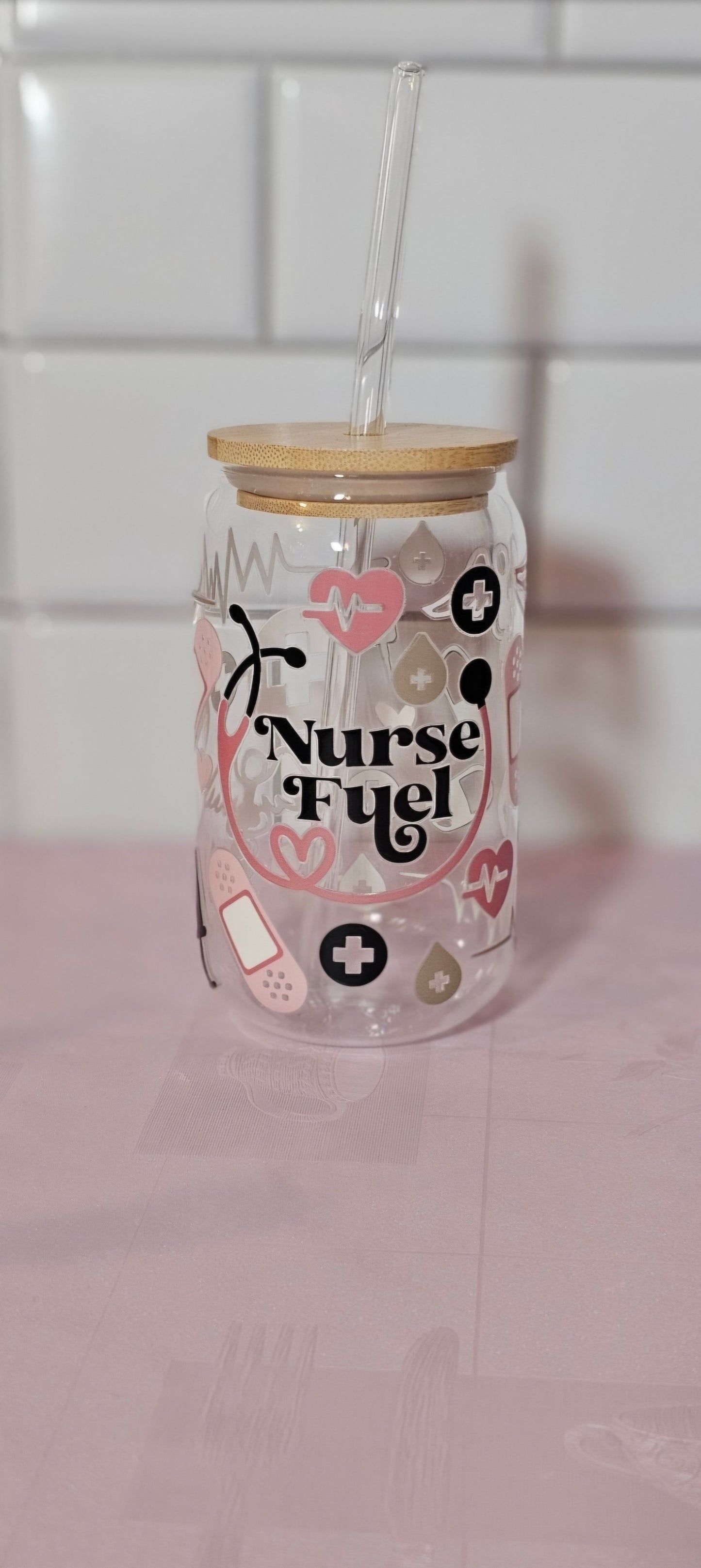 Nurse life libby glass can cup