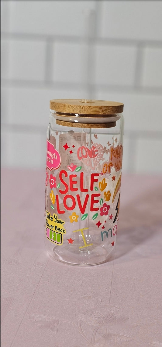 Self love iced coffee cup