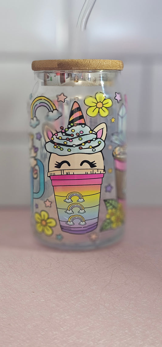 Magical unicorn glass can cup